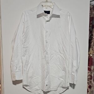 David Donahue Classic White Men's Dress Shirt Sz 16 Slim Cotton